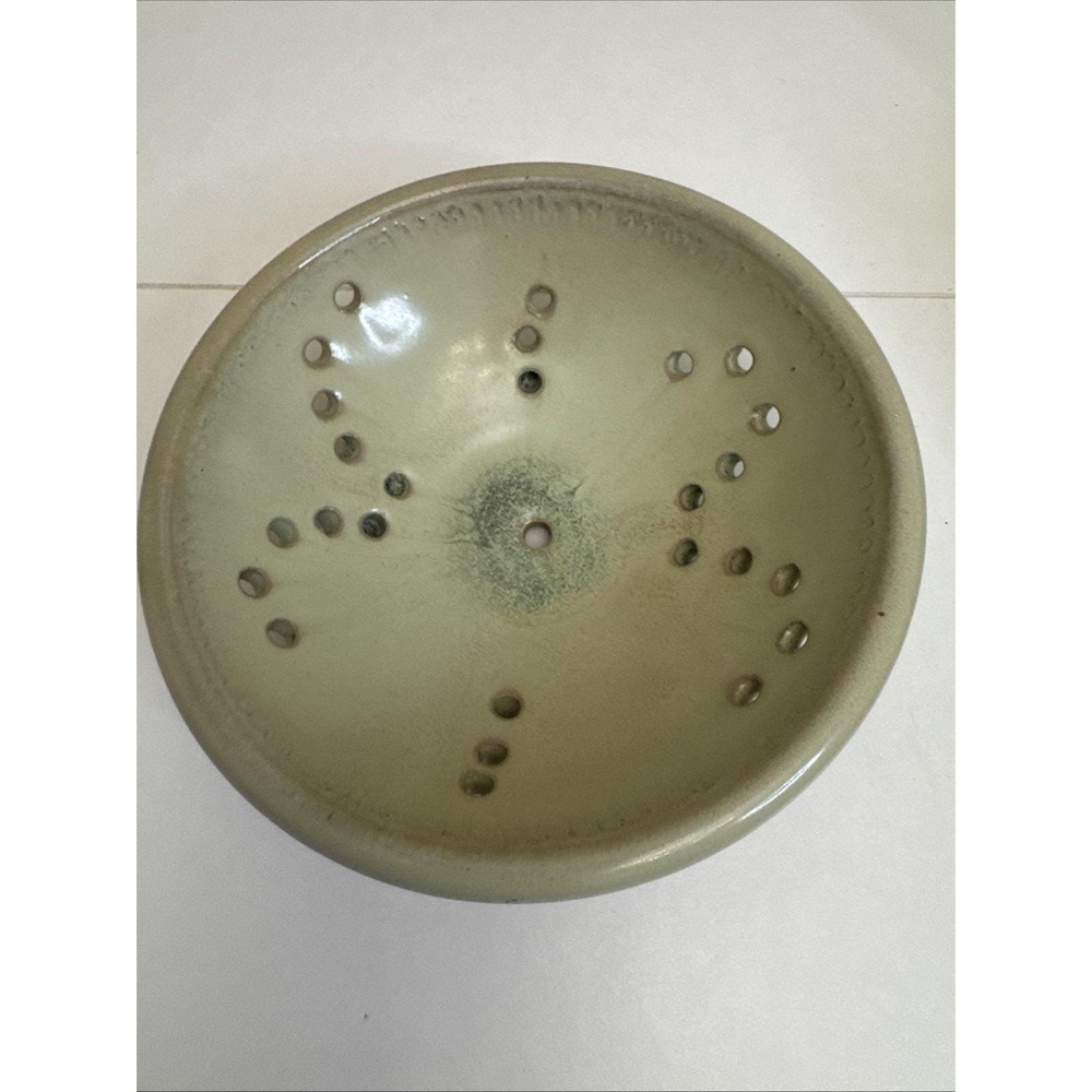 Pottery Ceramic Fruit Berry Bowl Colander Strainer Stamped 6.25"